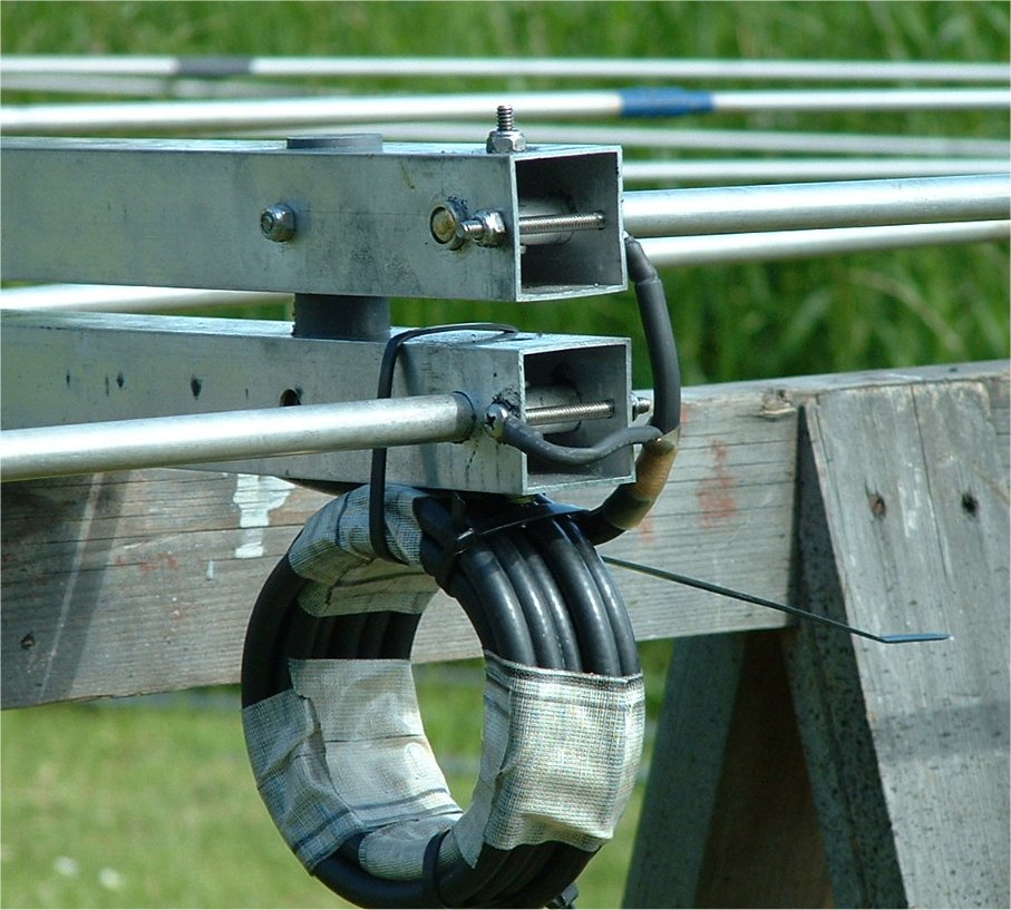 feedpoint end of the boom with choke balun